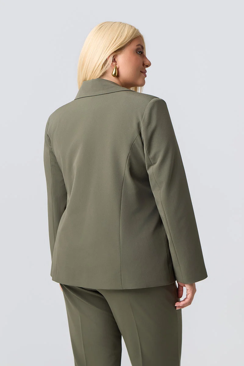 Plus Size Σακάκι Με Φόδρα Χακί 