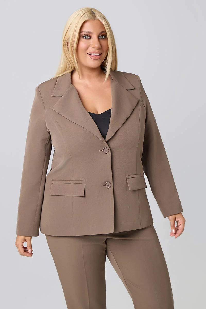 Plus Size Σακάκι Με Φόδρα Πούρο 