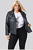 Plus Size Τζάκετ Δερματίνη Με Φόδρα Μαύρο