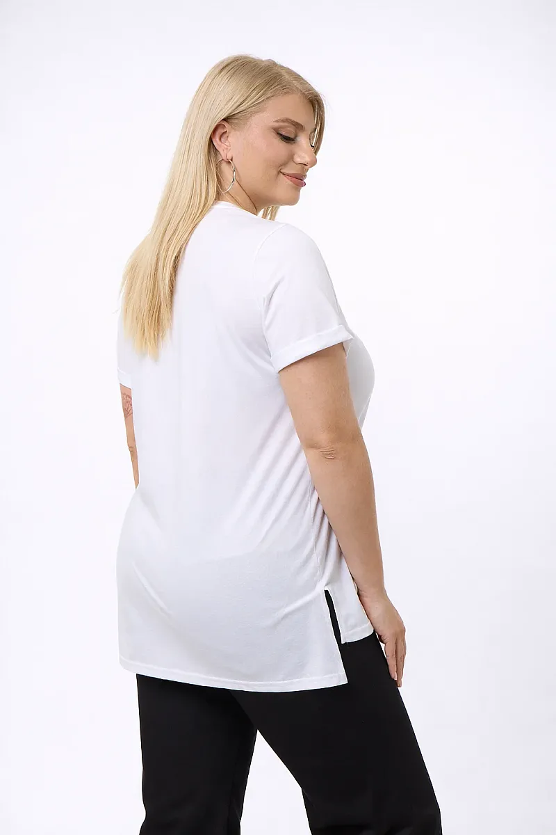 Λευκό T-Shirt Με Foil Στάμπα 