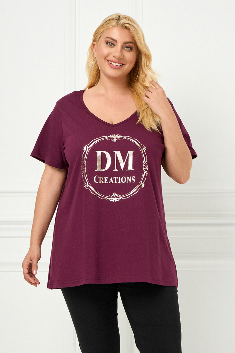 DM Plus Size T-Shirt Μπορντό 