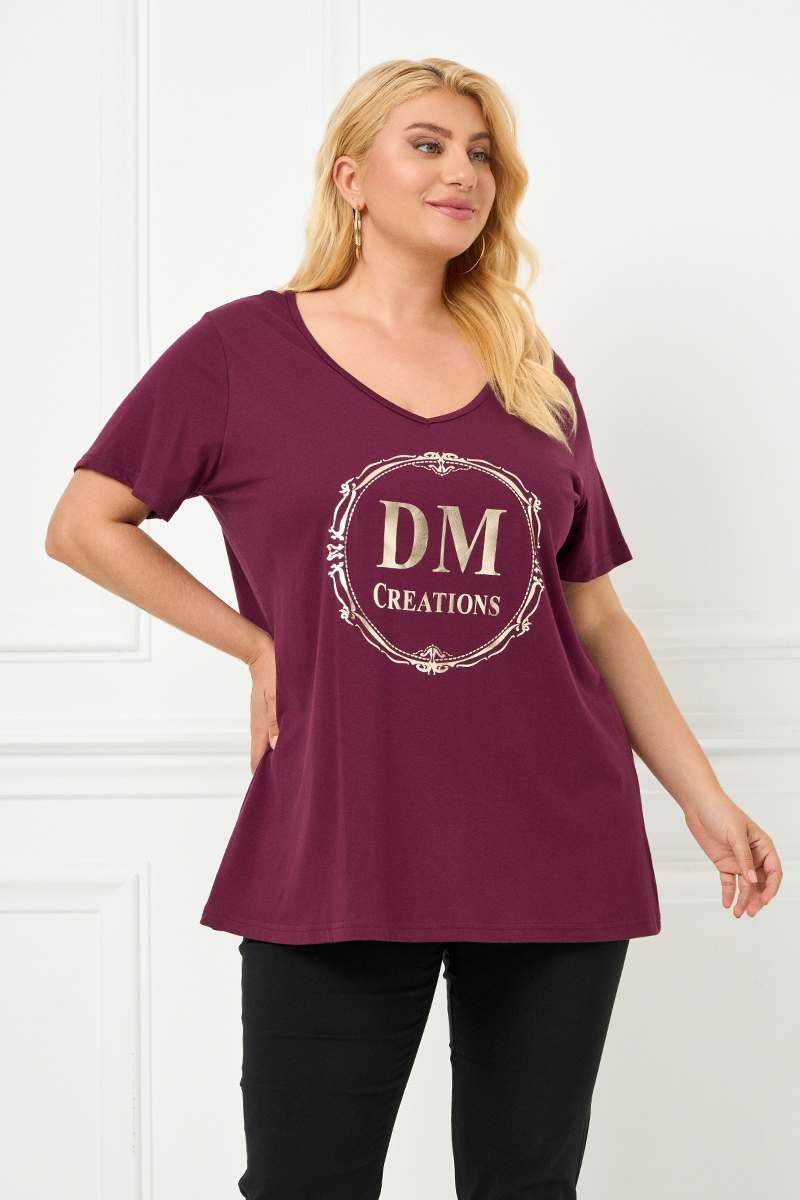 DM Plus Size T-Shirt Μπορντό 