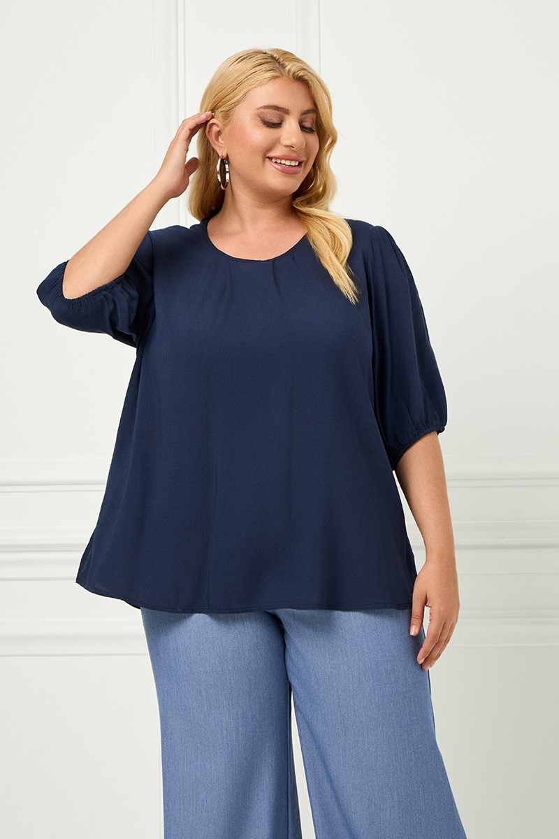 Blye Navy Μπλούζα Με Πιέτες
