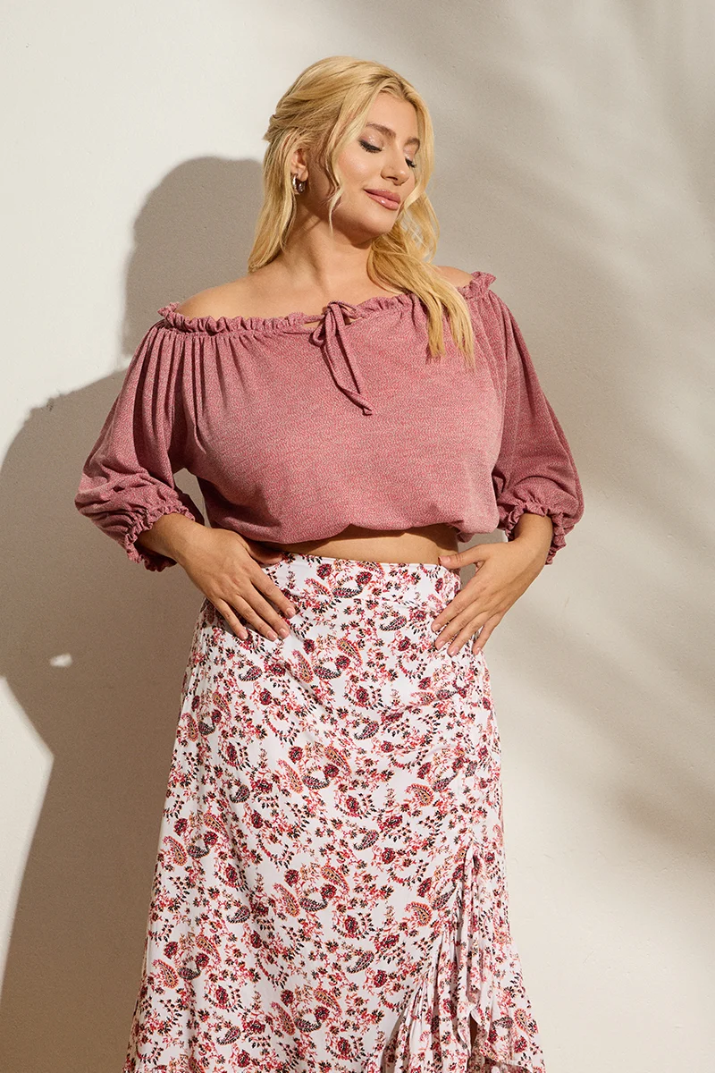 Μπλούζα Off-Shoulder Dusty Pink