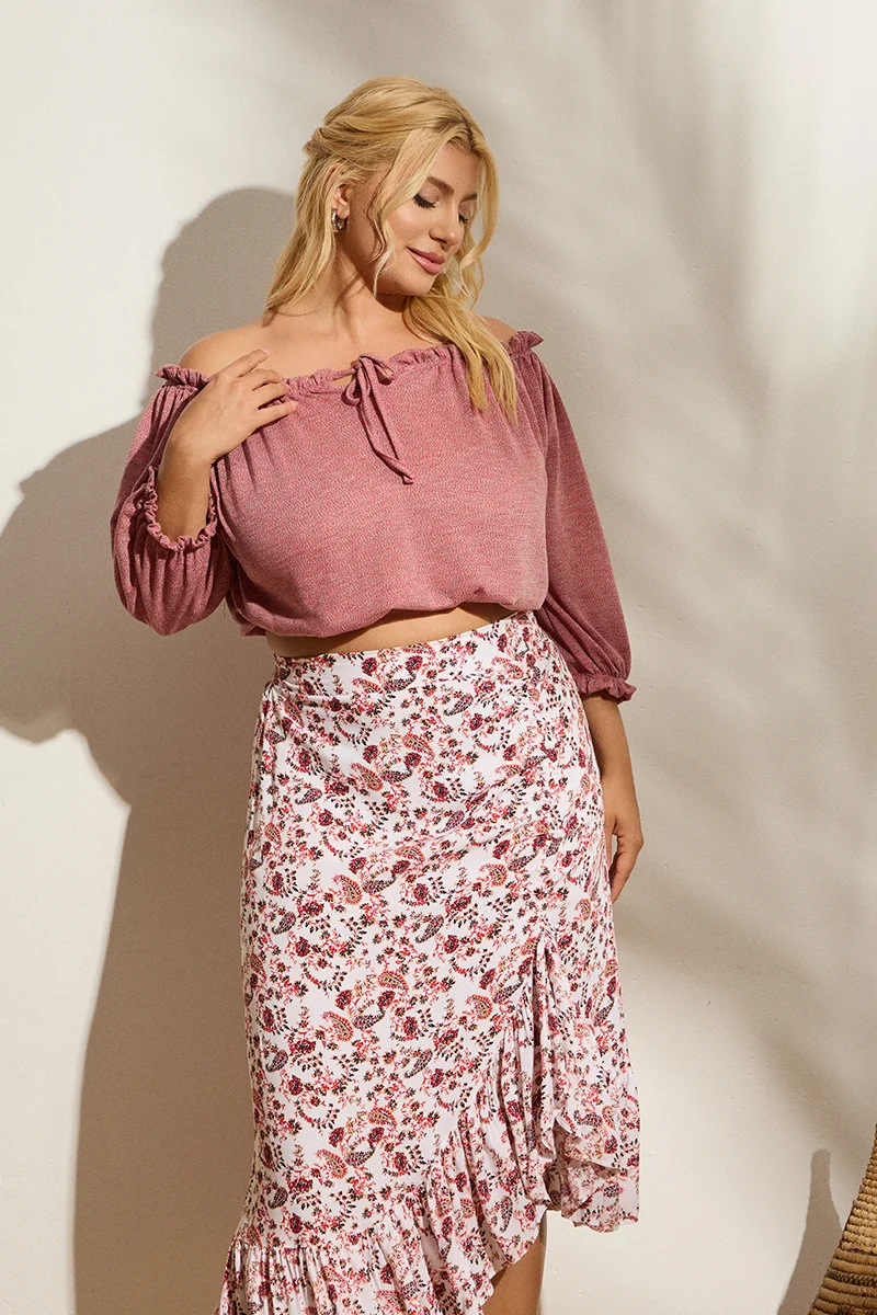 Μπλούζα Off-Shoulder Dusty Pink