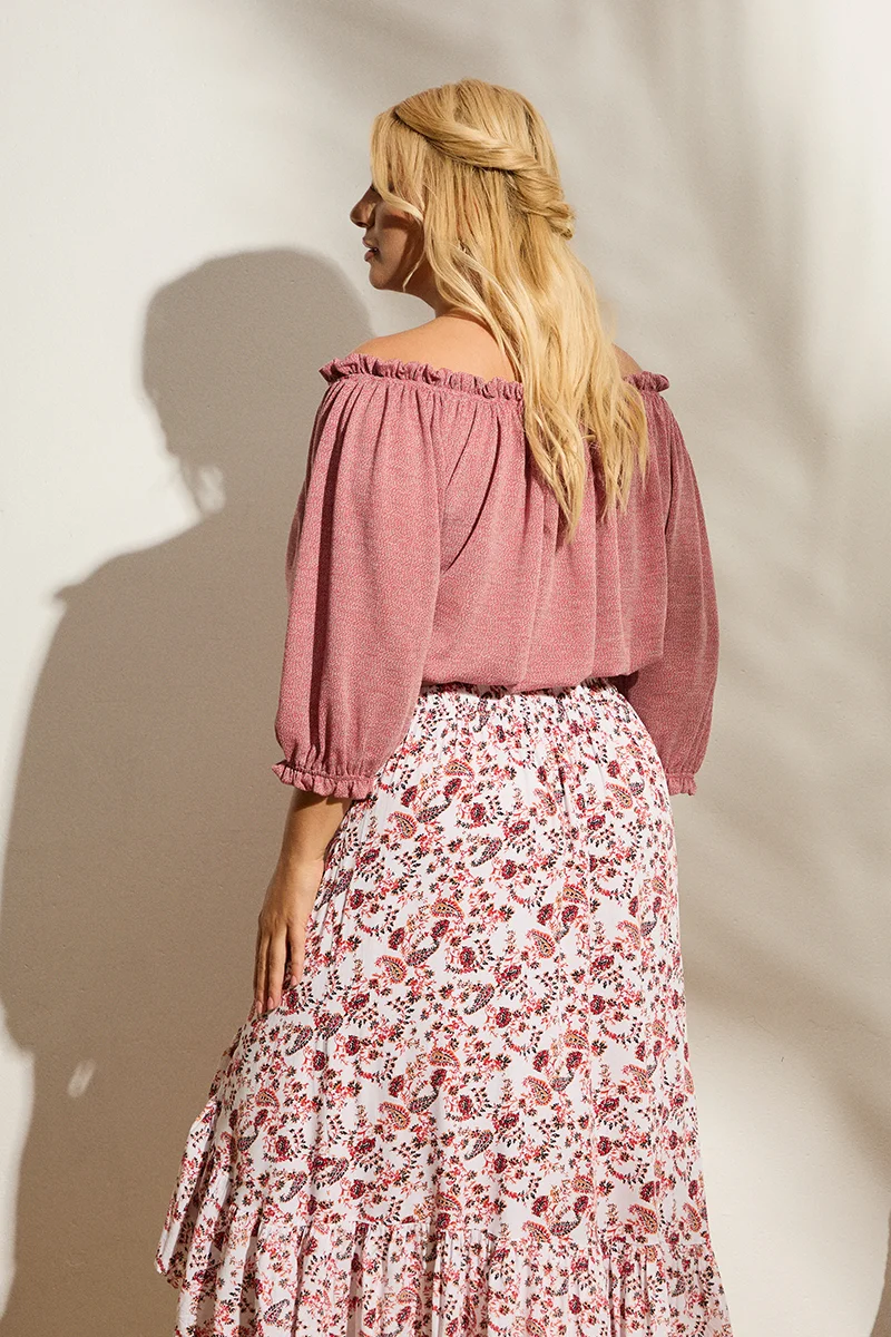 Μπλούζα Off-Shoulder Dusty Pink