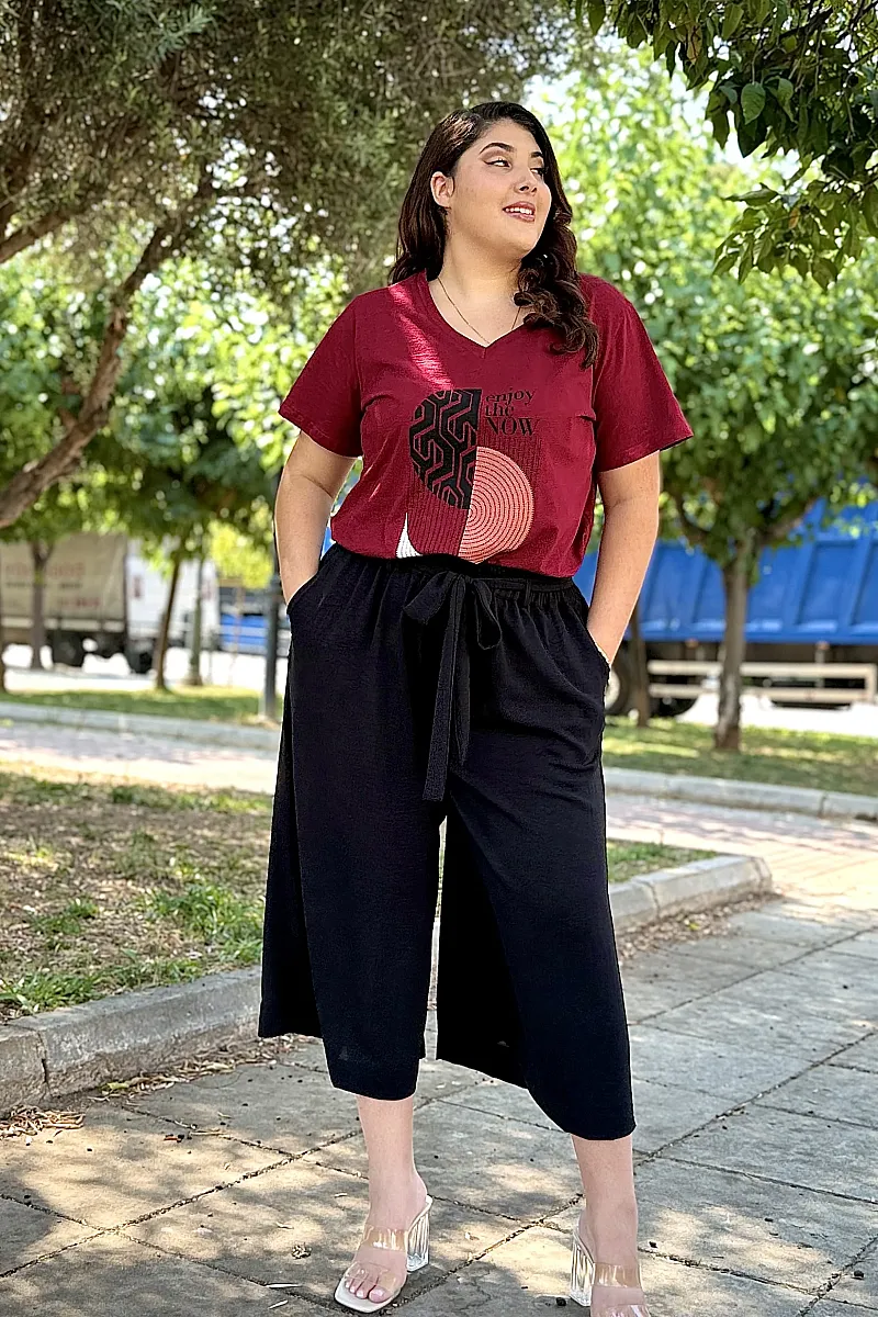 Cropped Παντελόνι Μαύρο