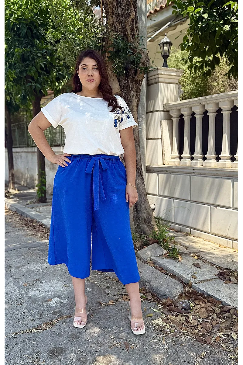 Cropped Παντελόνι Μπλε Ρουα