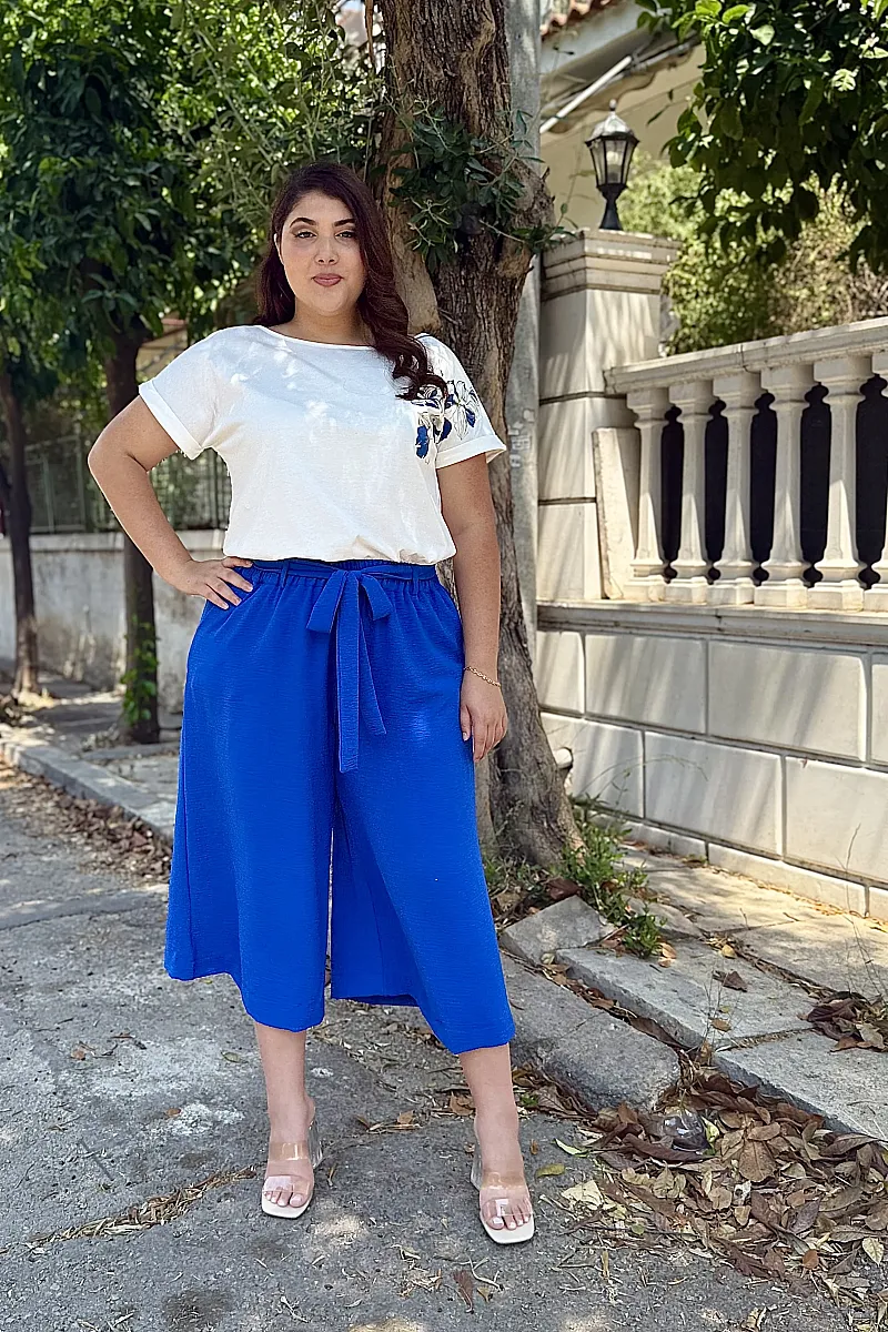 Cropped Παντελόνι Μπλε Ρουα