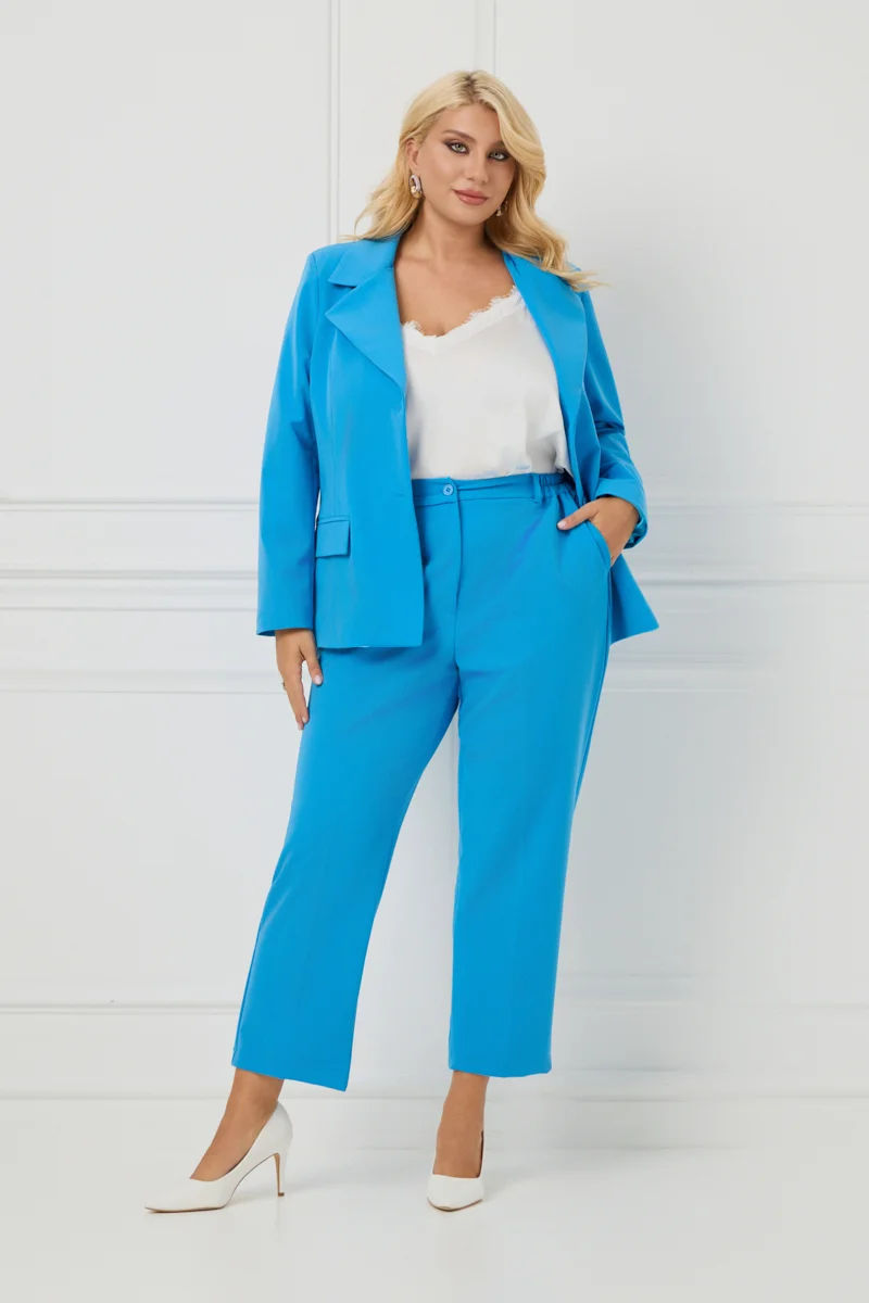 Plus Size Κοστούμι Με Φόδρα Γαλάζιο