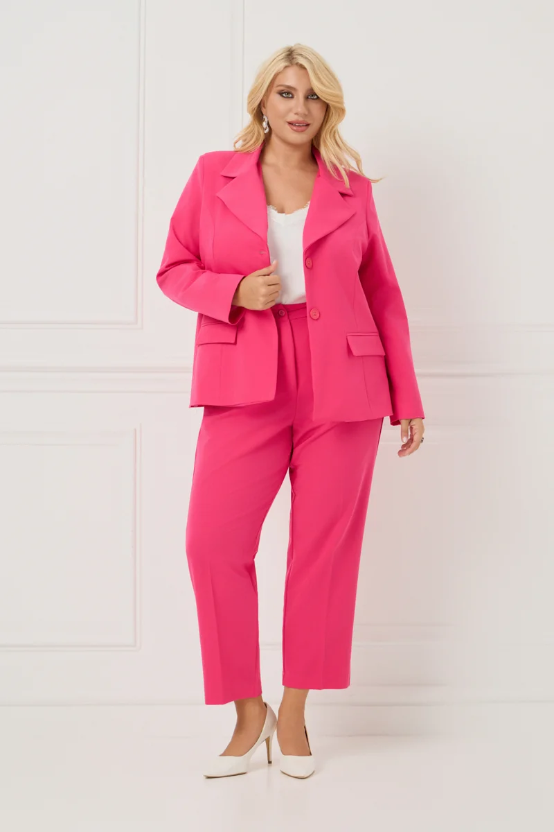 Plus Size Κοστούμι Με Φόδρα Φούξια