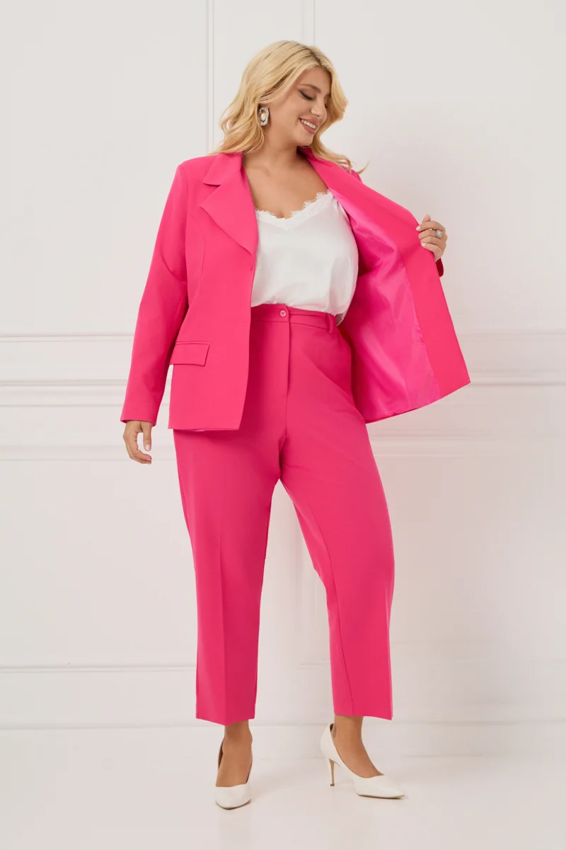 Plus Size Κοστούμι Με Φόδρα Φούξια