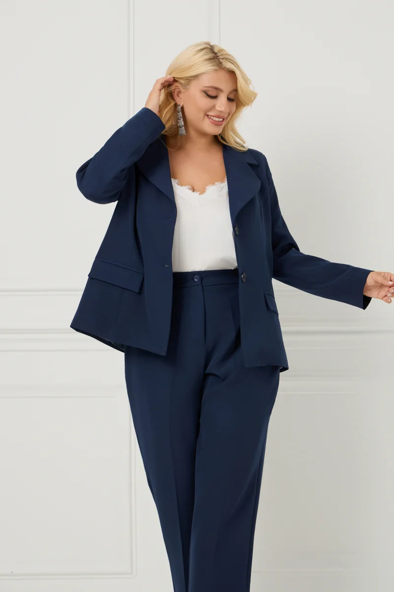Plus Size Κοστούμι Με Φόδρα Blue Navy