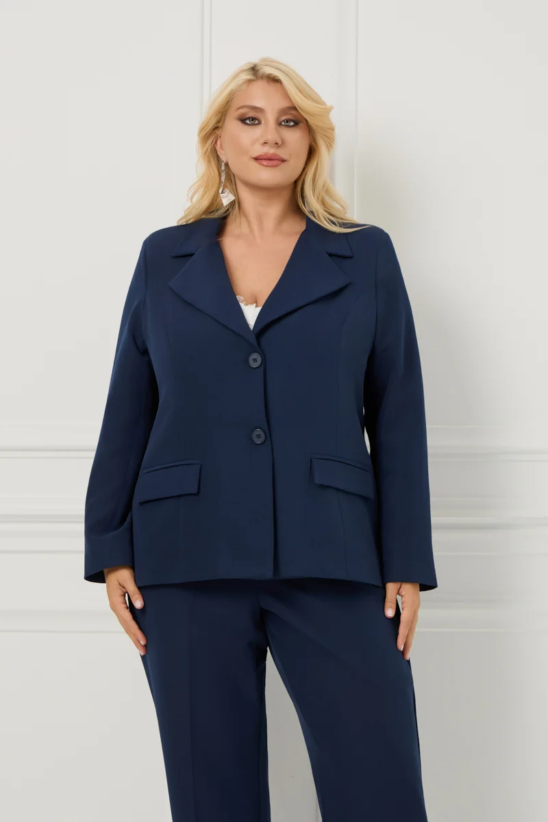 Plus Size Κοστούμι Με Φόδρα Blue Navy