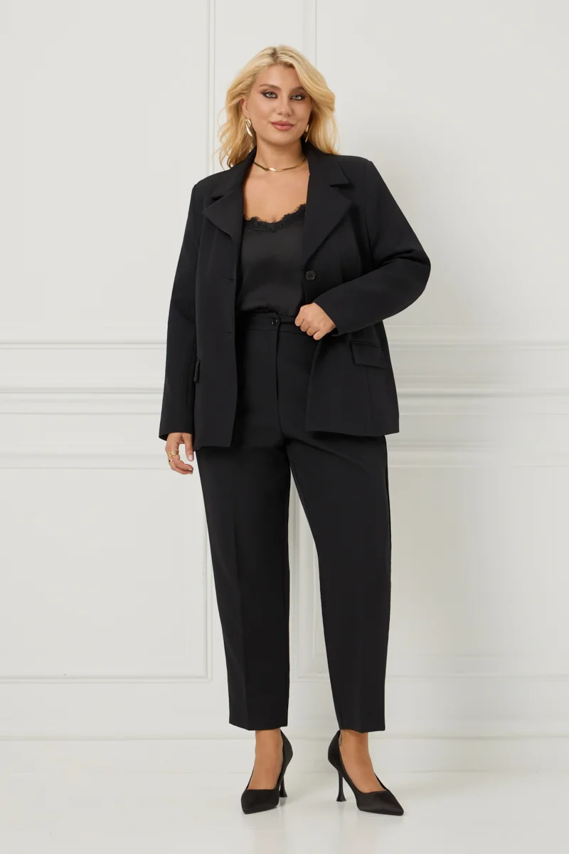 Plus Size Κοστούμι Με Φόδρα Μαύρο 