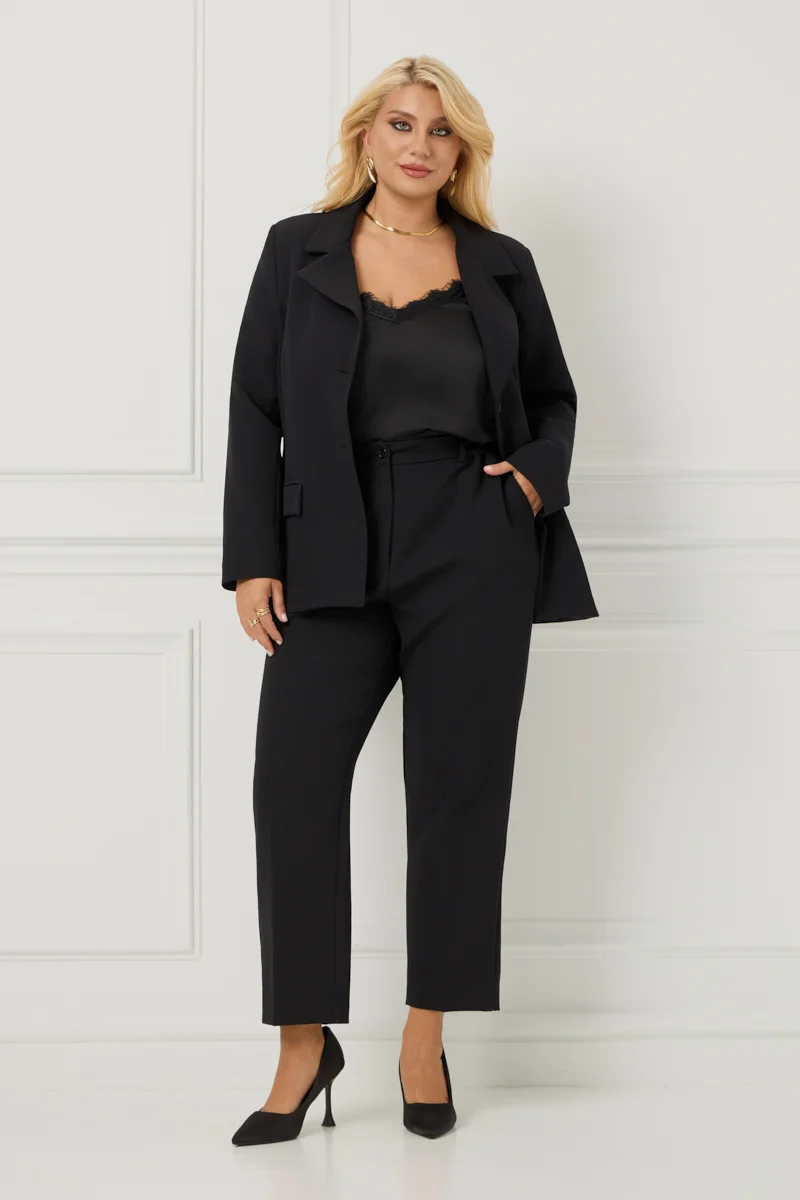 Plus Size Κοστούμι Με Φόδρα Μαύρο 