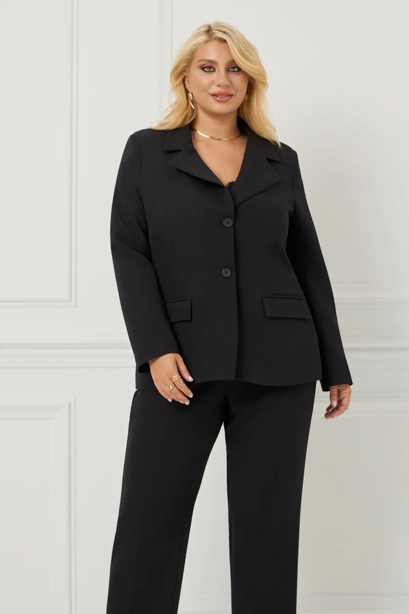 Plus Size Κοστούμι Με Φόδρα Μαύρο 
