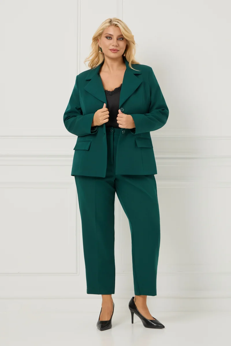Plus Size Κοστούμι Με Φόδρα Κυπαρισσί