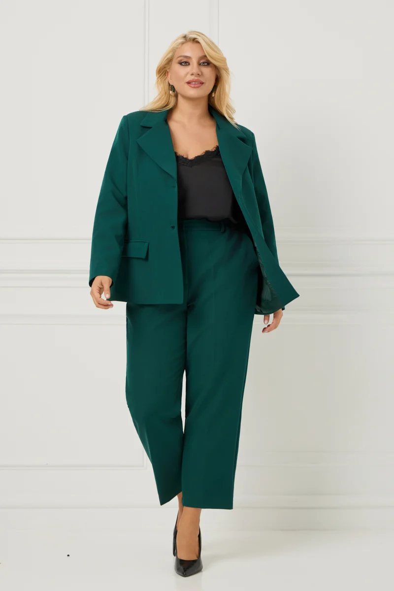Plus Size Κοστούμι Με Φόδρα Κυπαρισσί