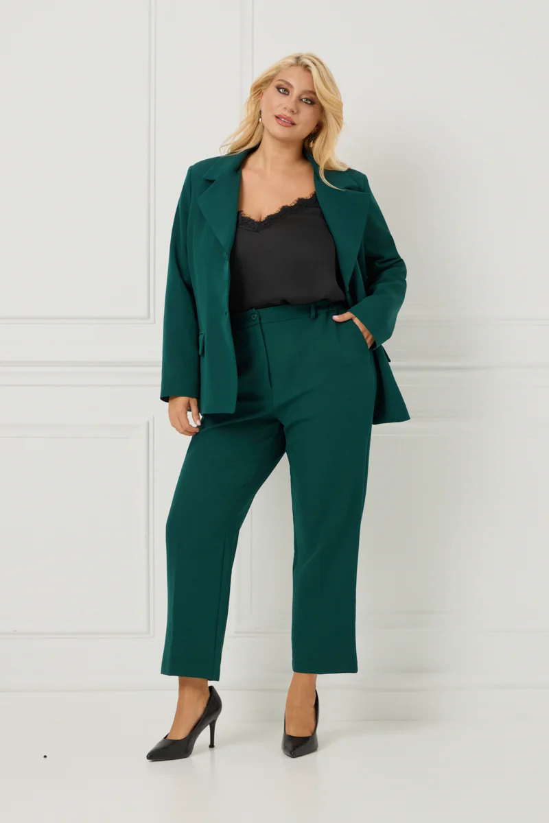 Plus Size Κοστούμι Με Φόδρα Κυπαρισσί
