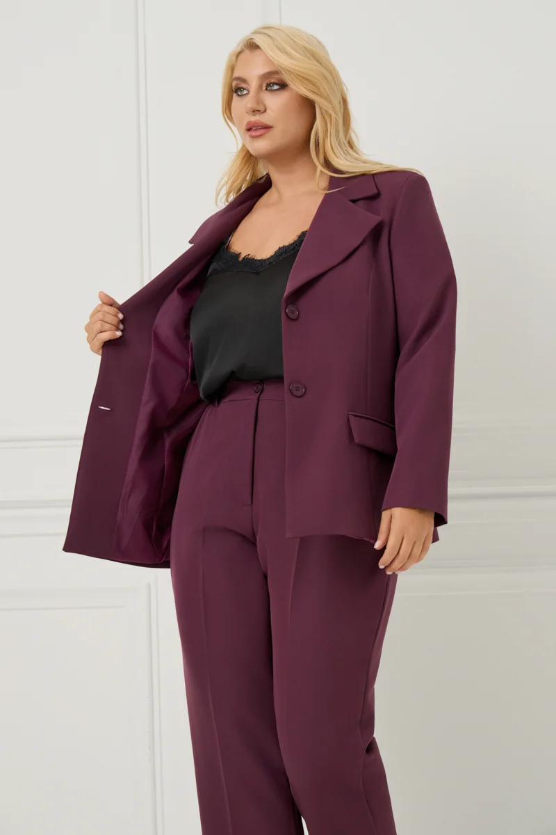 Plus Size Κοστούμι Με Φόδρα βουργουνδί 