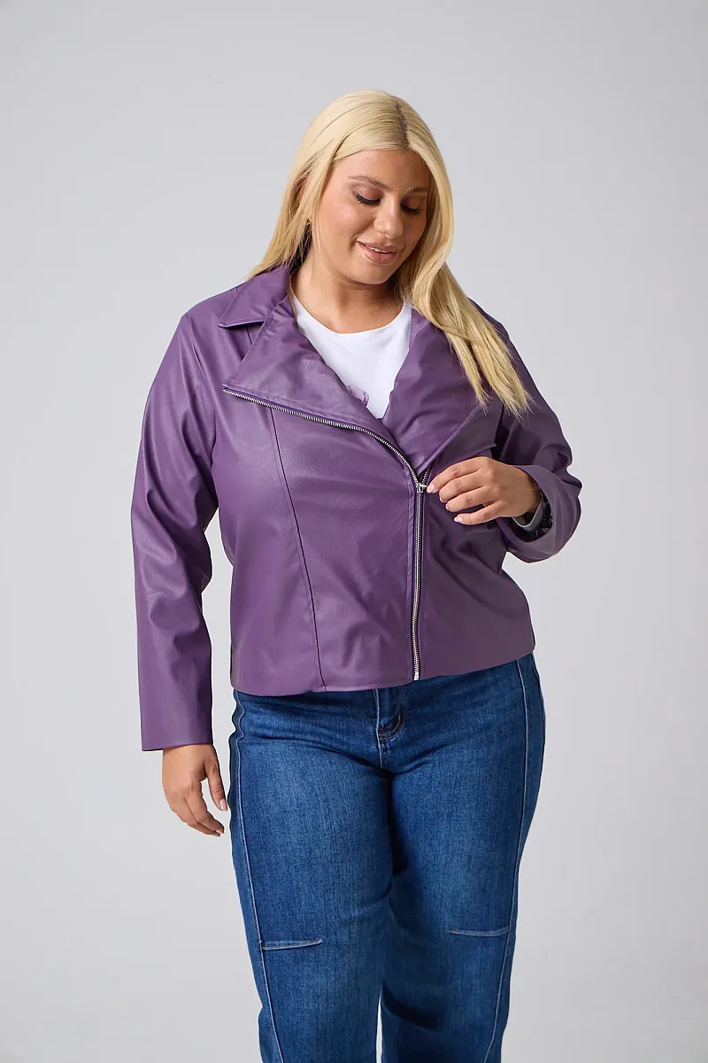 Τζάκετ Δερματίνη Με Φόδρα Dusty Purple