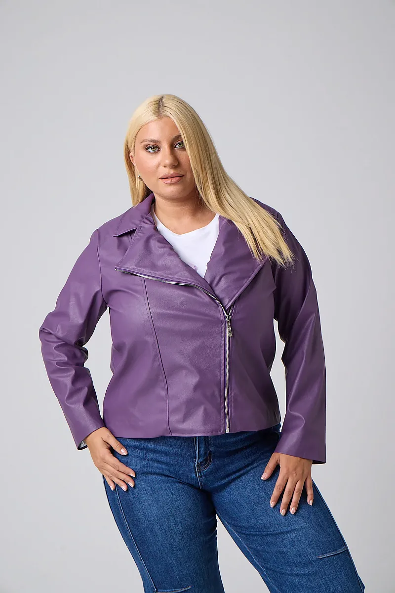 Τζάκετ Δερματίνη Με Φόδρα Dusty Purple