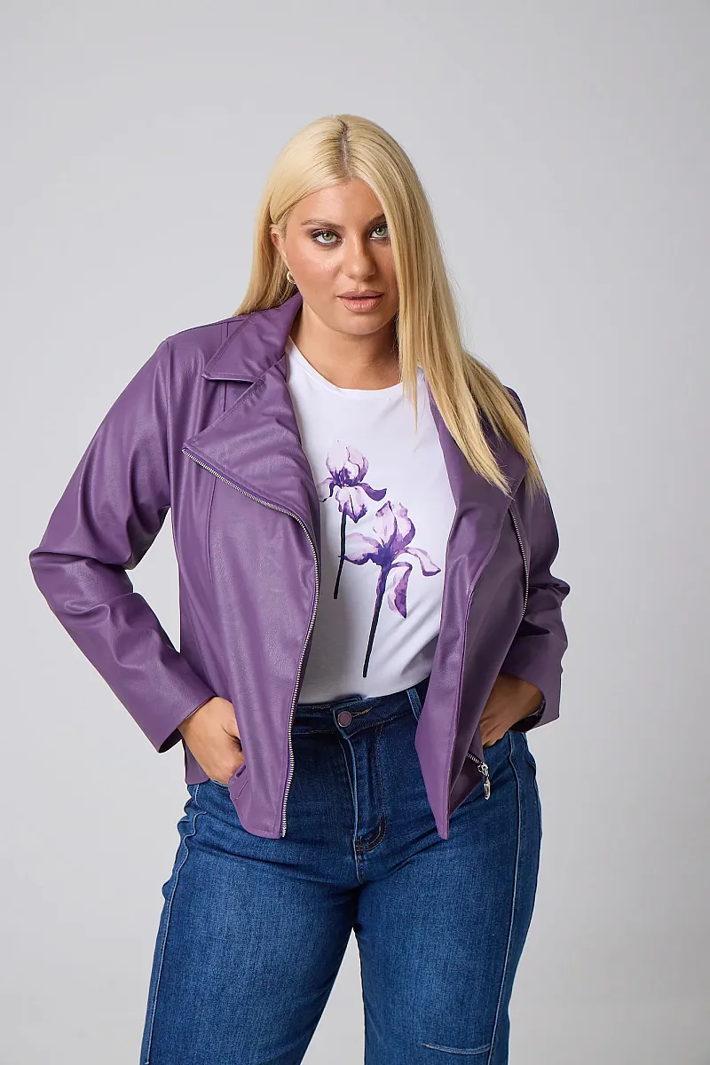 Τζάκετ Δερματίνη Με Φόδρα Dusty Purple