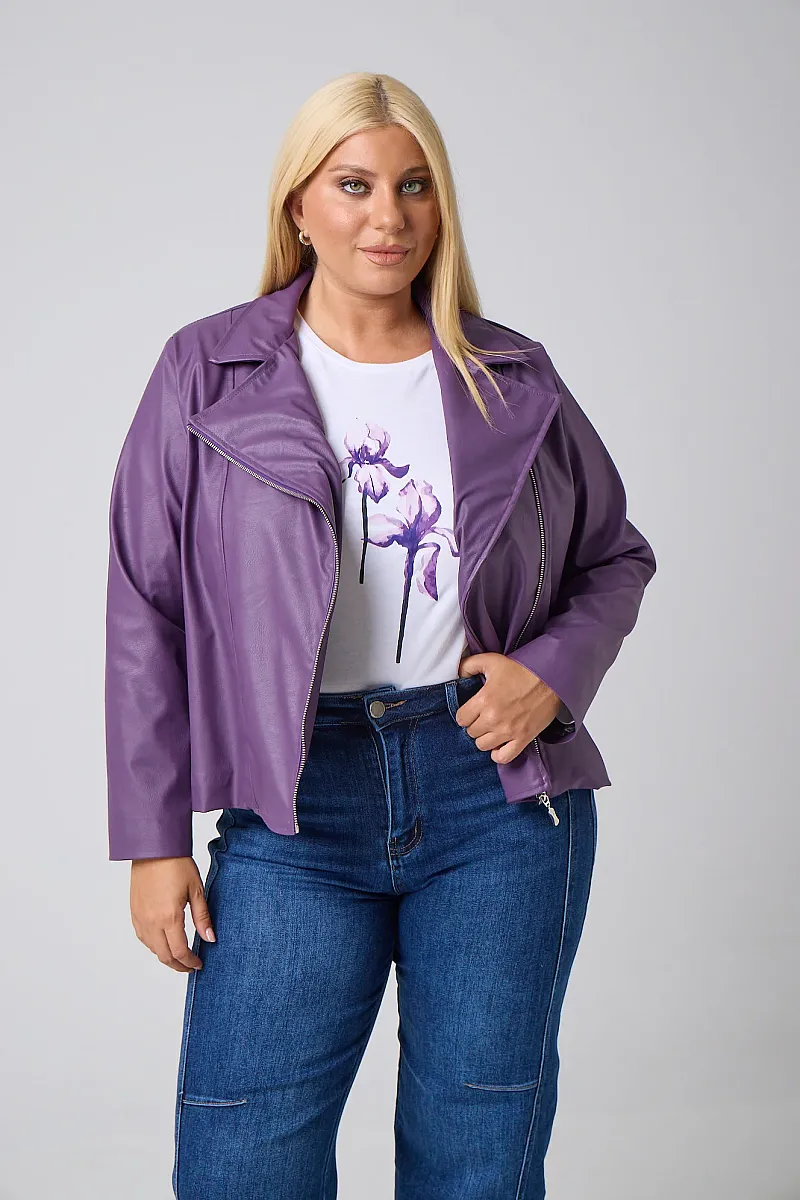 Τζάκετ Δερματίνη Με Φόδρα Dusty Purple