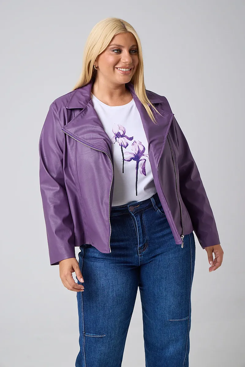 Τζάκετ Δερματίνη Με Φόδρα Dusty Purple