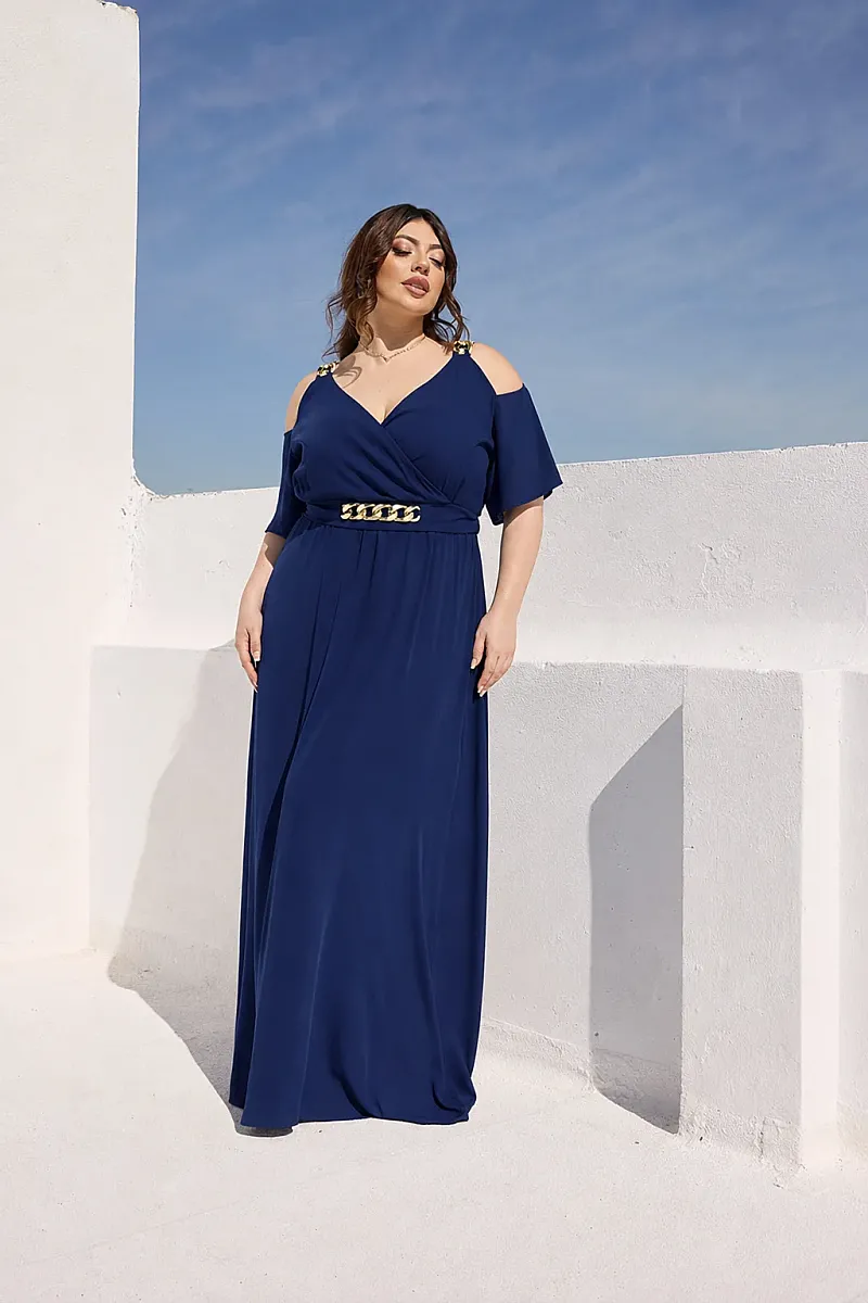 Φόρεμα Μουσελίνα Blue Navy