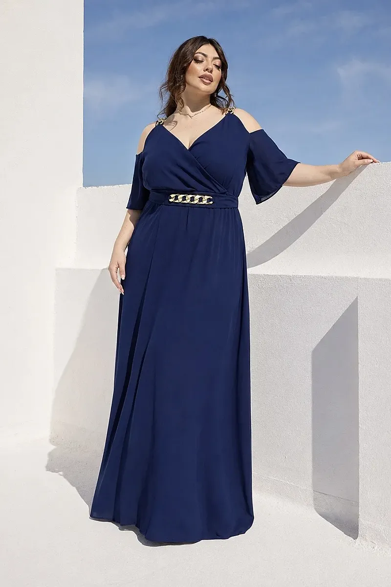 Φόρεμα Μουσελίνα Blue Navy