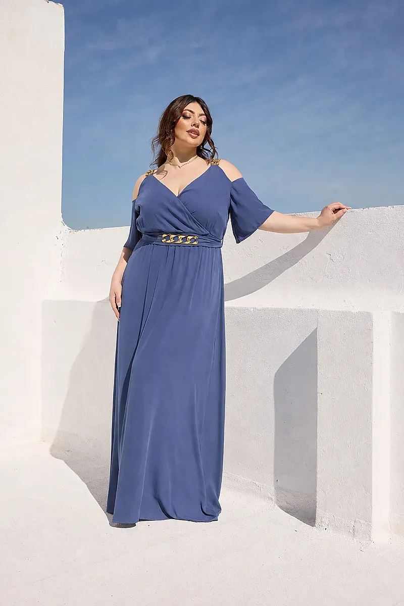 Φόρεμα Μουσελίνα Dusty Blue
