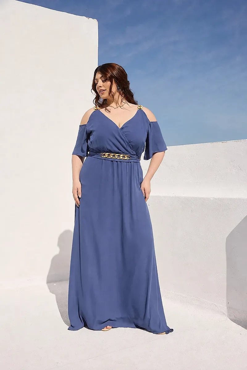 Φόρεμα Μουσελίνα Dusty Blue