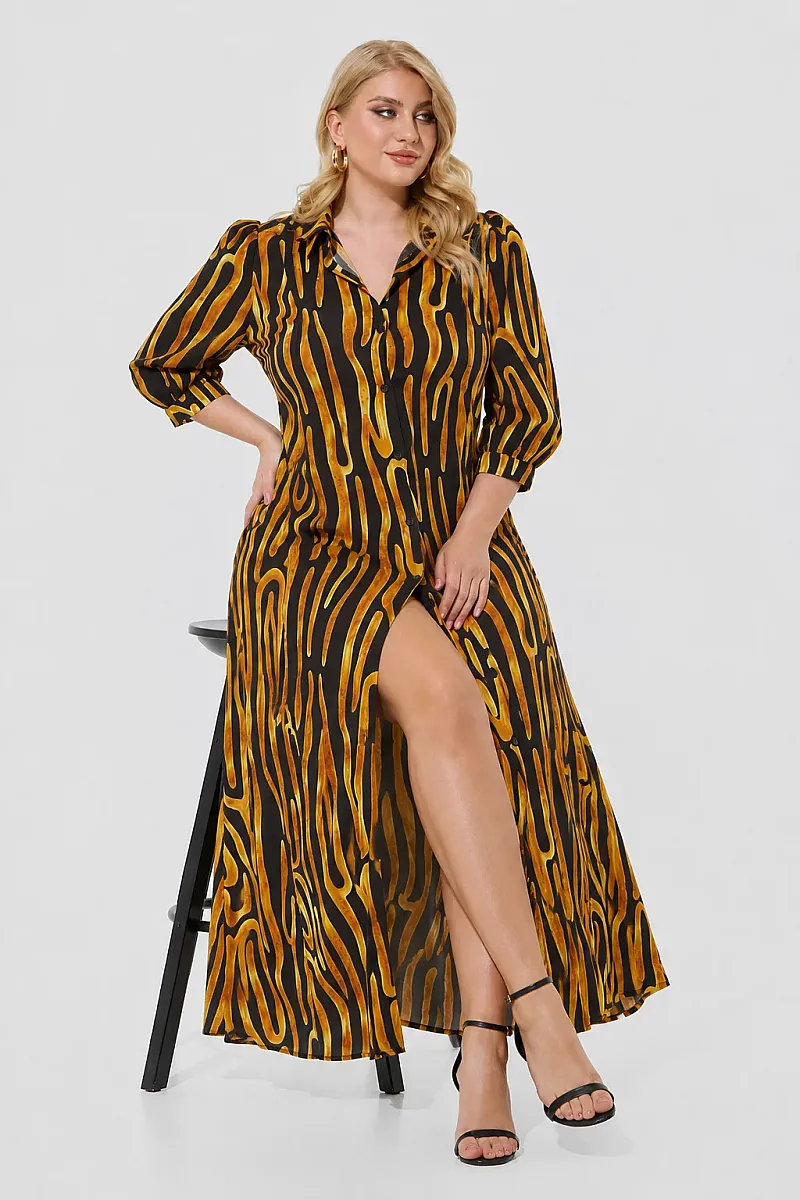 Μαύρο Maxi Σεμιζιέ Φόρεμα Plus Size