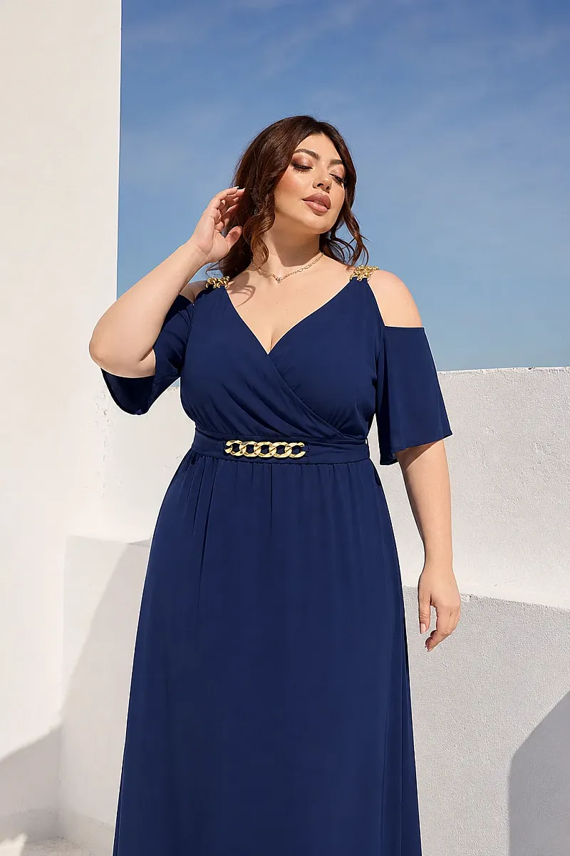 Φόρεμα Μουσελίνα Blue Navy