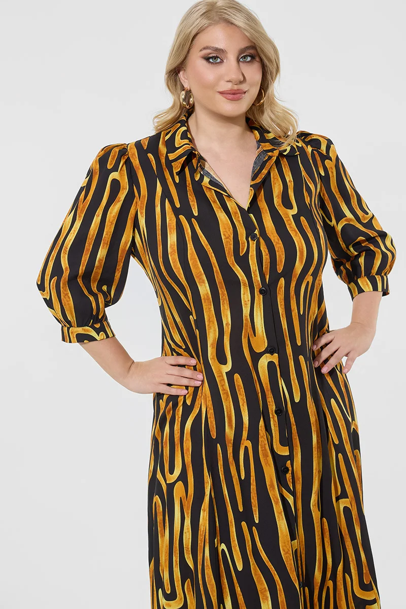 Μαύρο Maxi Σεμιζιέ Φόρεμα Plus Size