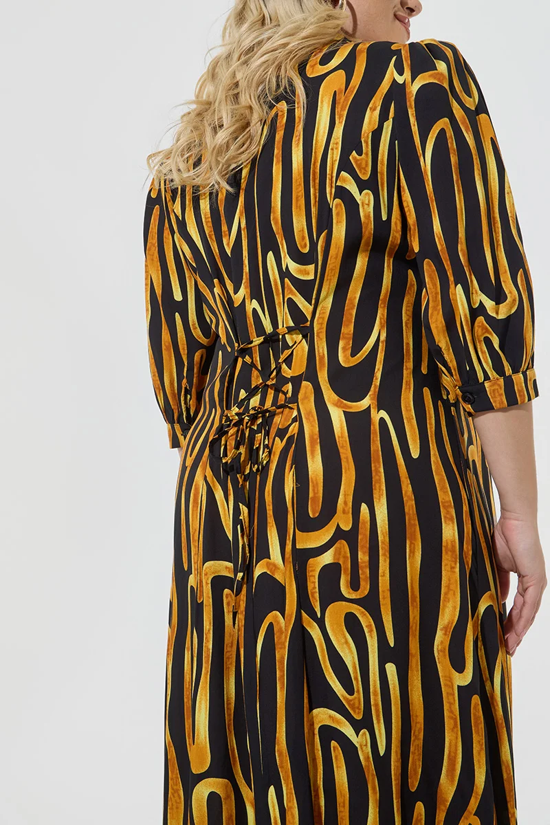 Μαύρο Maxi Σεμιζιέ Φόρεμα Plus Size