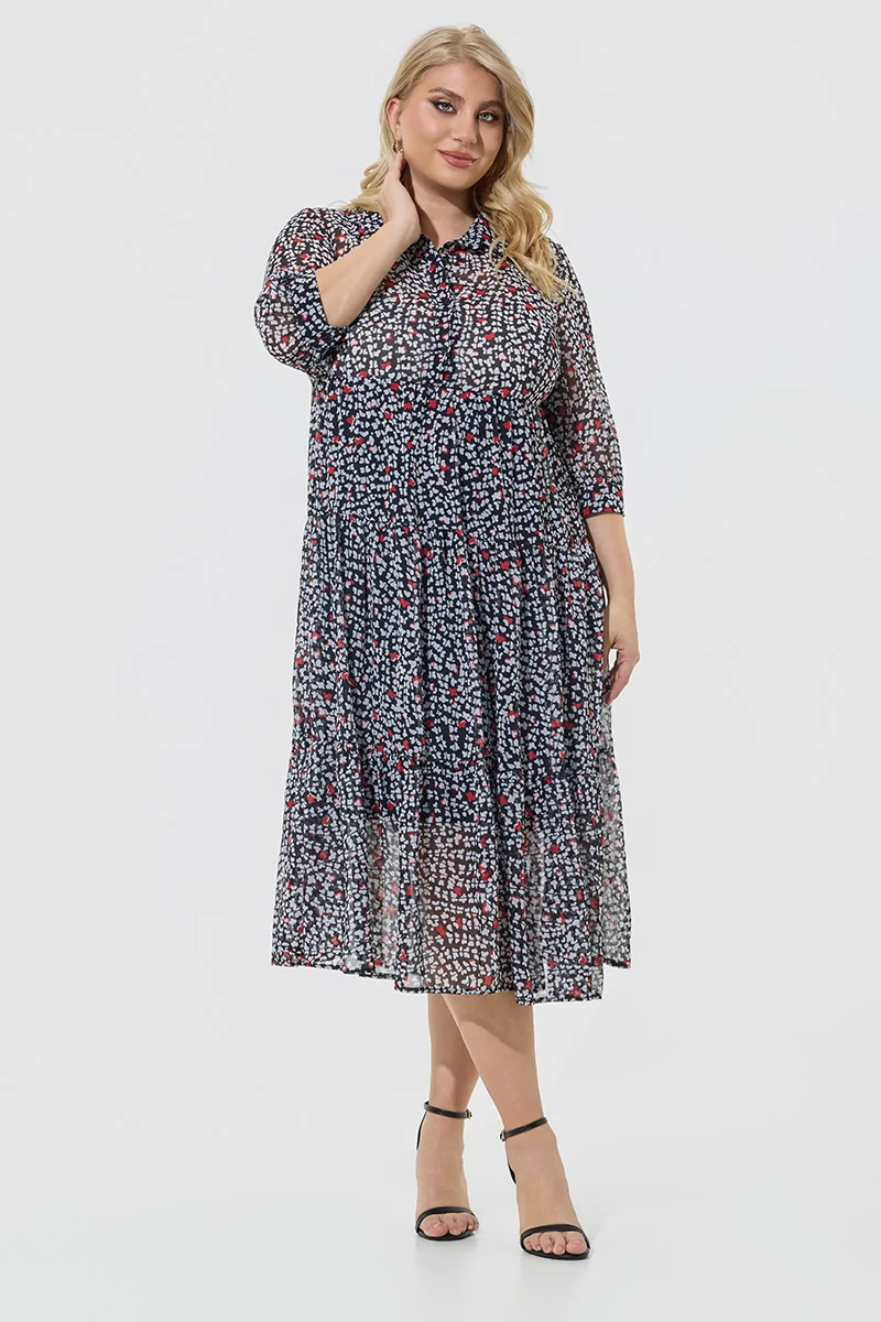 Midi Φόρεμα με Διαφάνεια & Heart Print