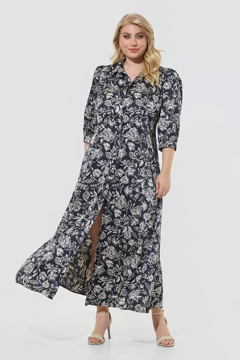 Σατέν Maxi Σεμιζιέ Φόρεμα Plus Size