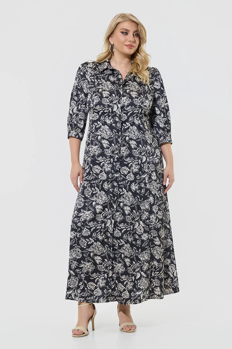 Σατέν Maxi Σεμιζιέ Φόρεμα Plus Size