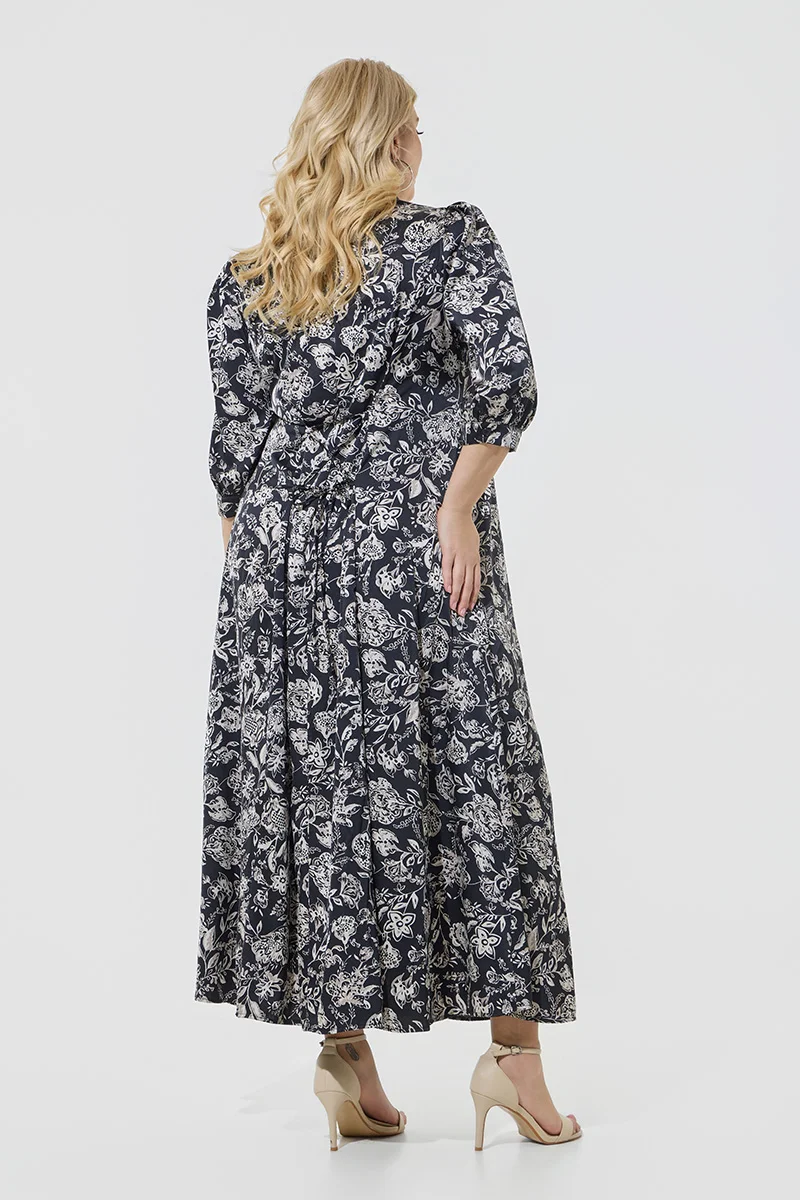 Σατέν Maxi Σεμιζιέ Φόρεμα Plus Size