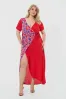 Φόρεμα Maxi Κρουαζέ Plus Size Κόκκινο