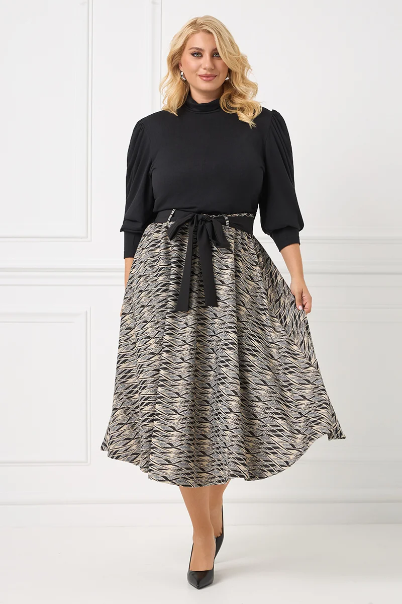 Ελαστική Midi Φούστα Με Λουρέξ και Ζώνη