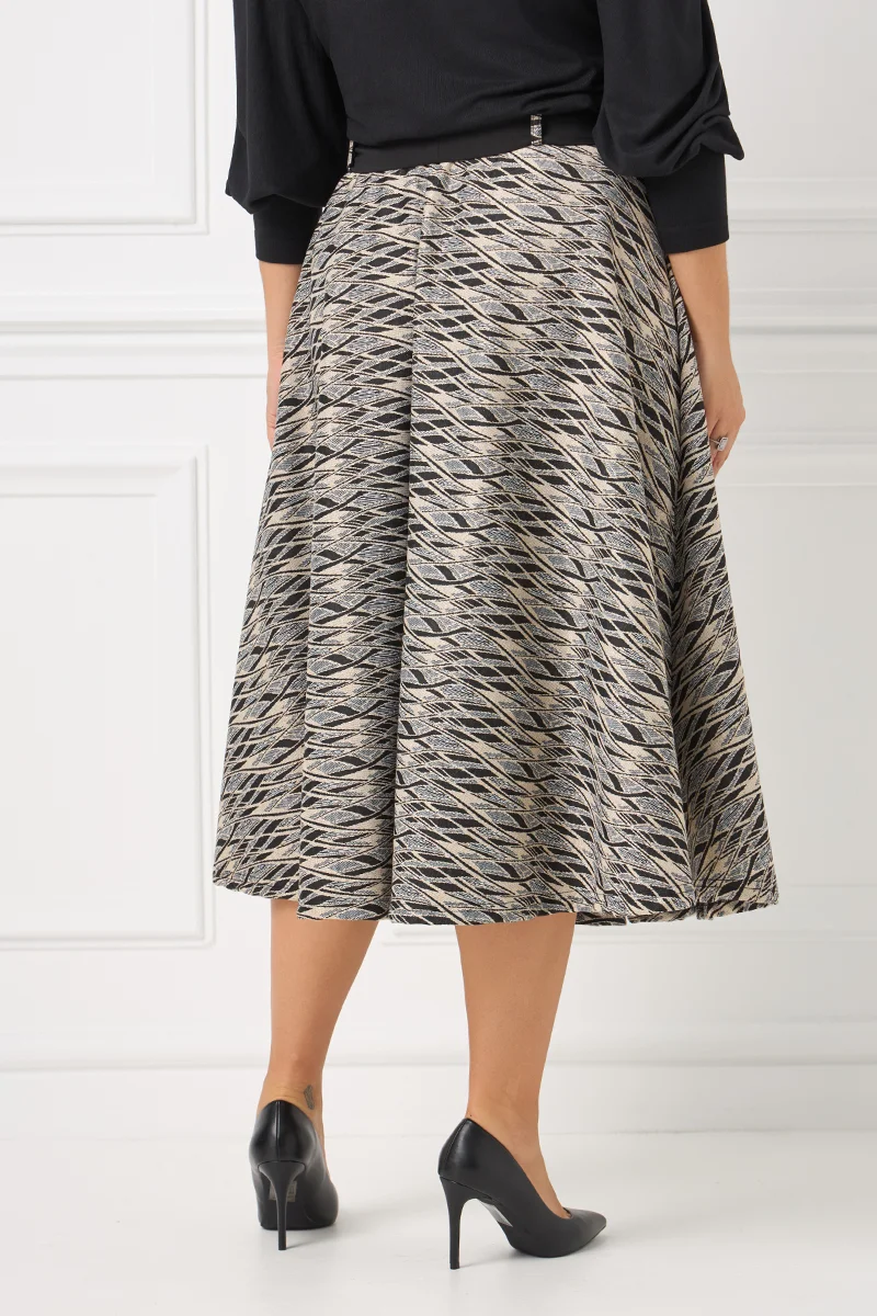 Ελαστική Midi Φούστα Με Λουρέξ και Ζώνη