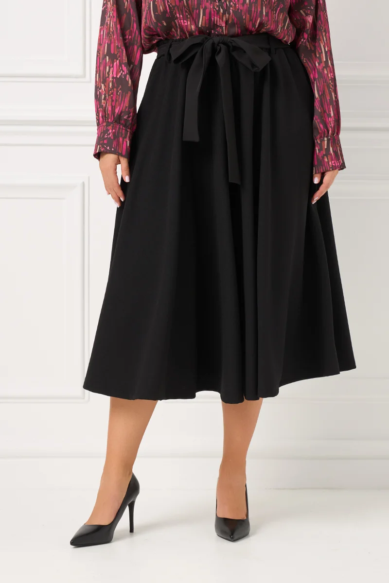 Μαύρη Ελαστική Midi Φούστα 