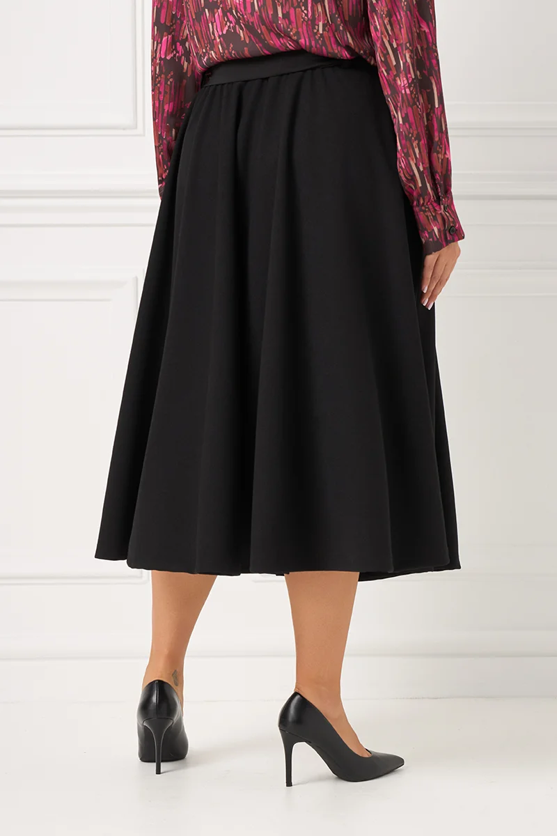 Μαύρη Ελαστική Midi Φούστα 