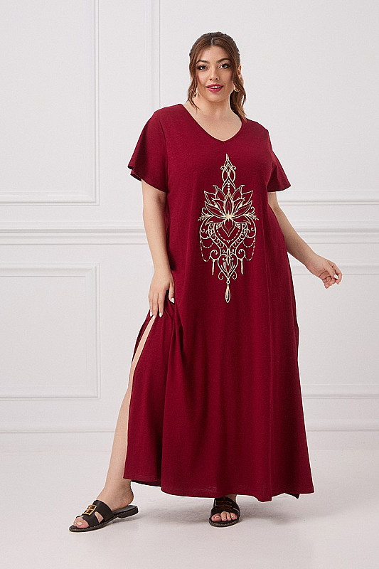 Lilium Cotton Dress Μπορντό 