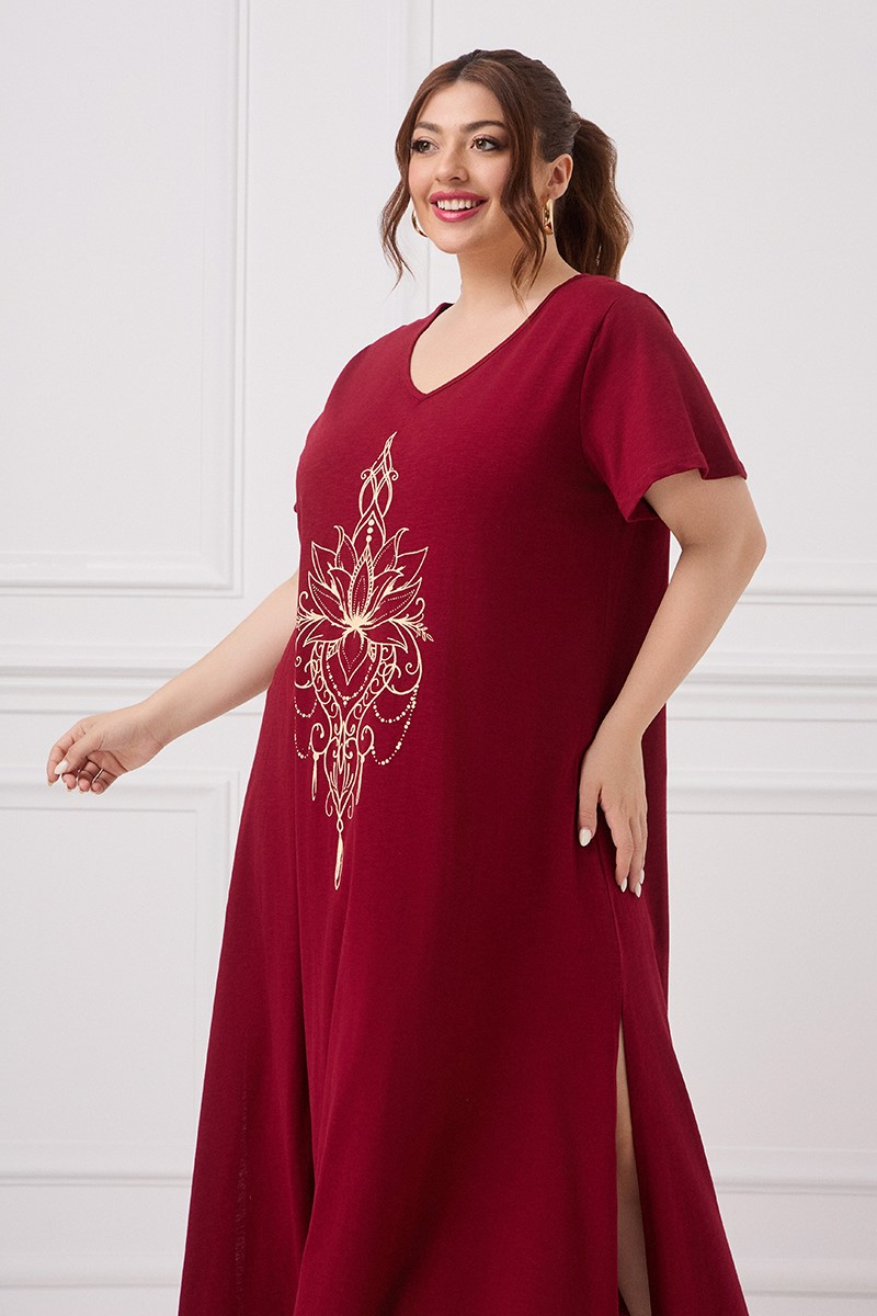 Lilium Cotton Dress Μπορντό 