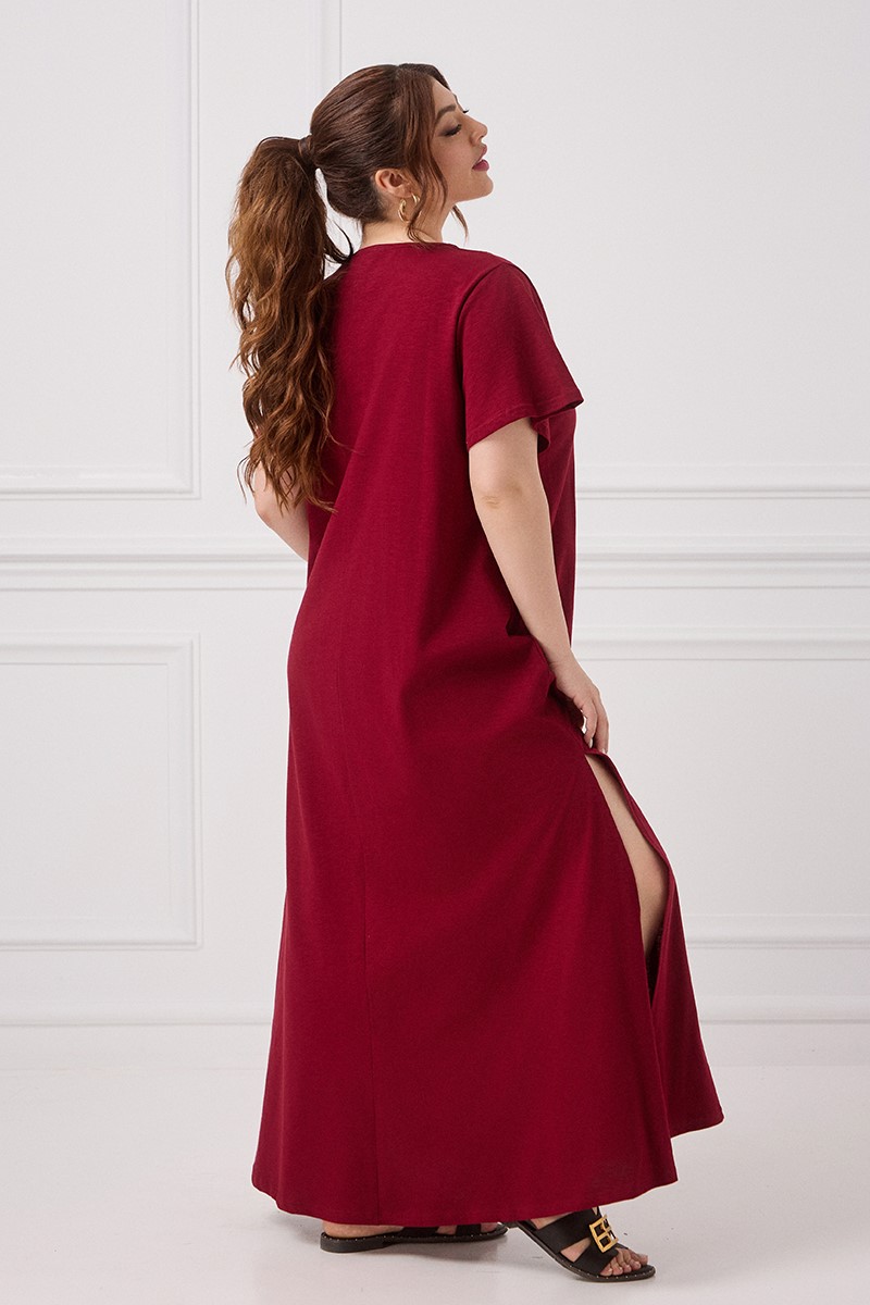 Lilium Cotton Dress Μπορντό 